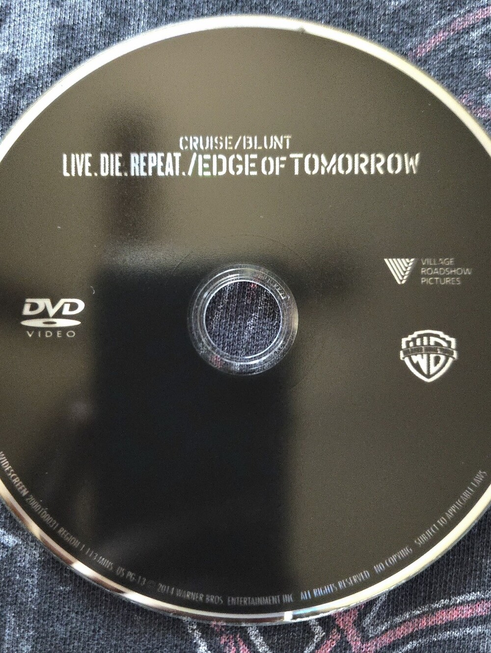 Edge of Tomorrow / Live. Die. Repeat. (2014) DVD Tom Cruise - Disc Only NO CASE